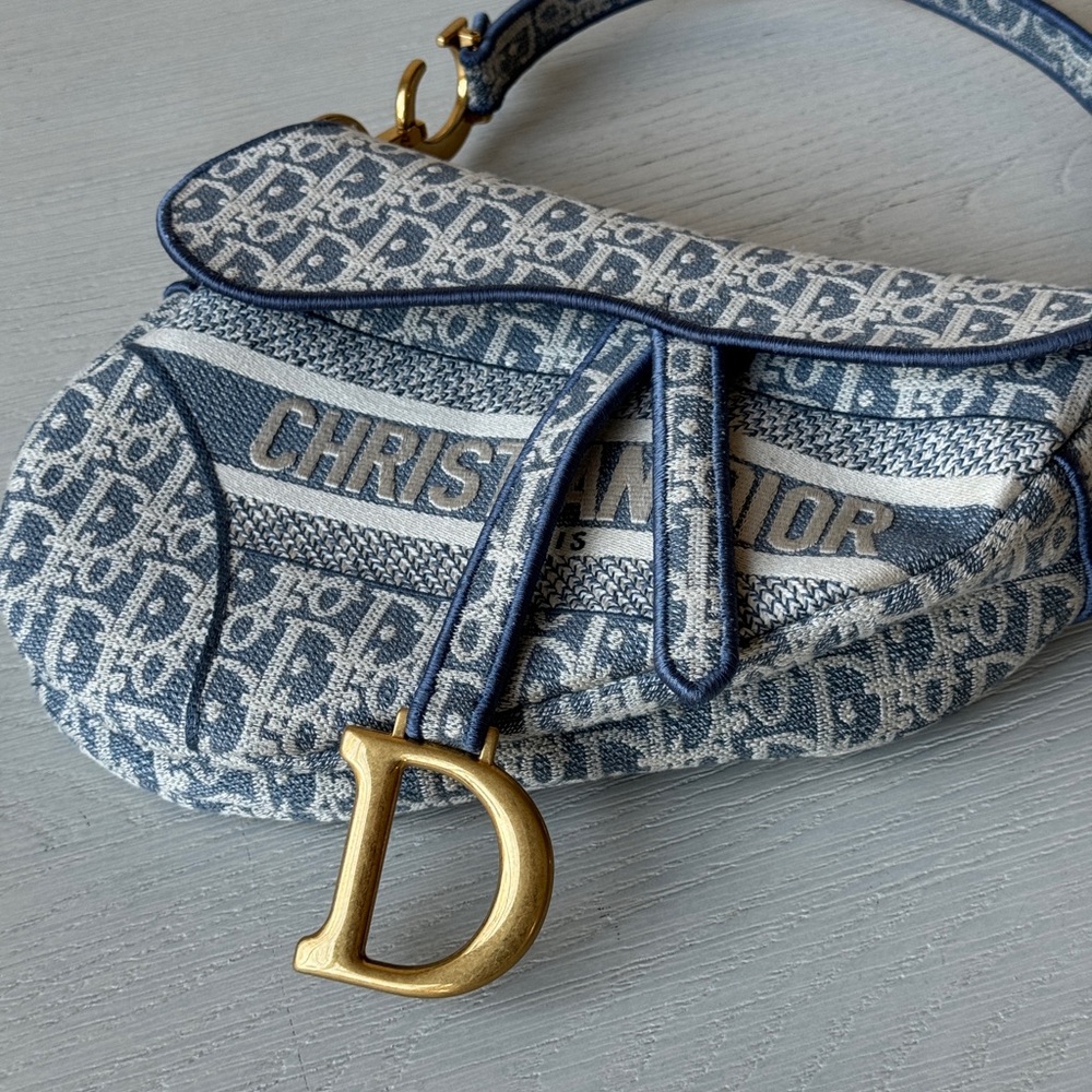 Dior Oblique Jacquard Saddle Bag Blue - Picture 8 of 12